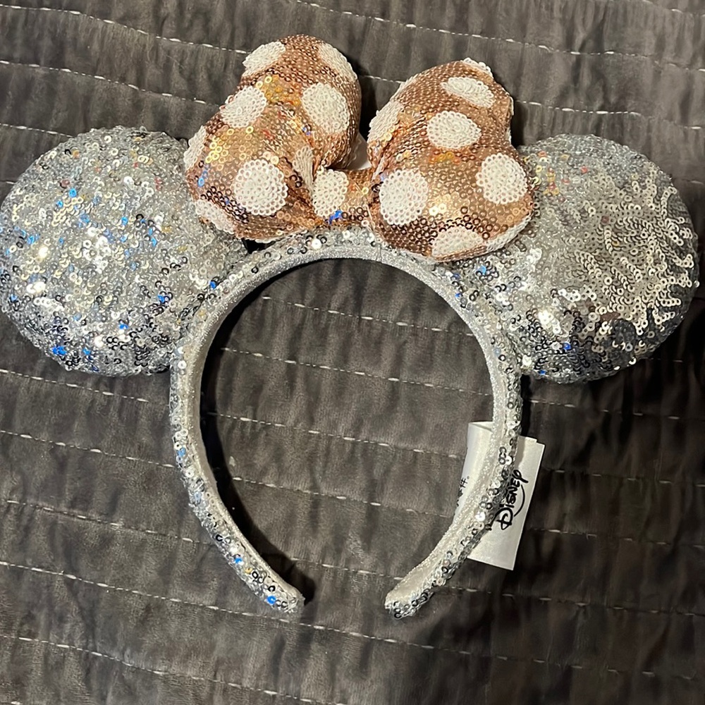 Disney Minnie Mouse Silver and Rose gold Sequined ears